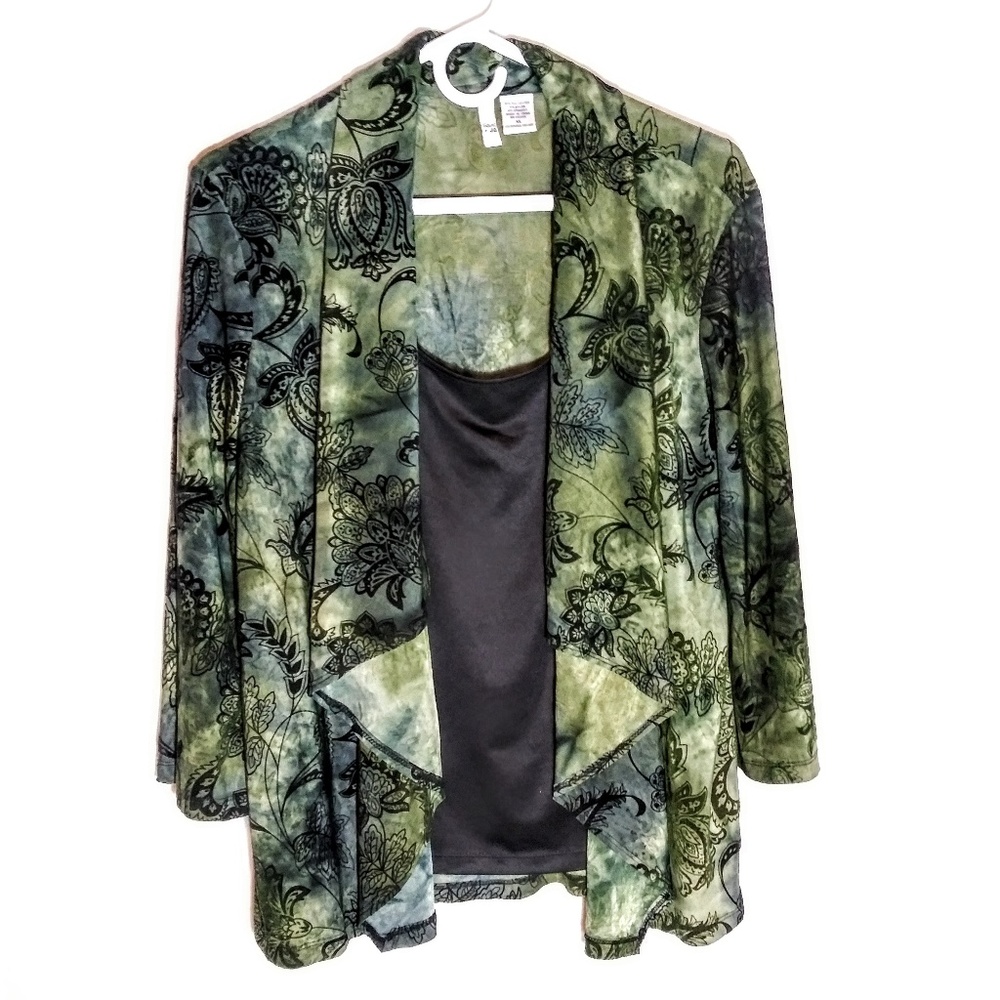 Faux Camisole Floral Motif Blouse XL